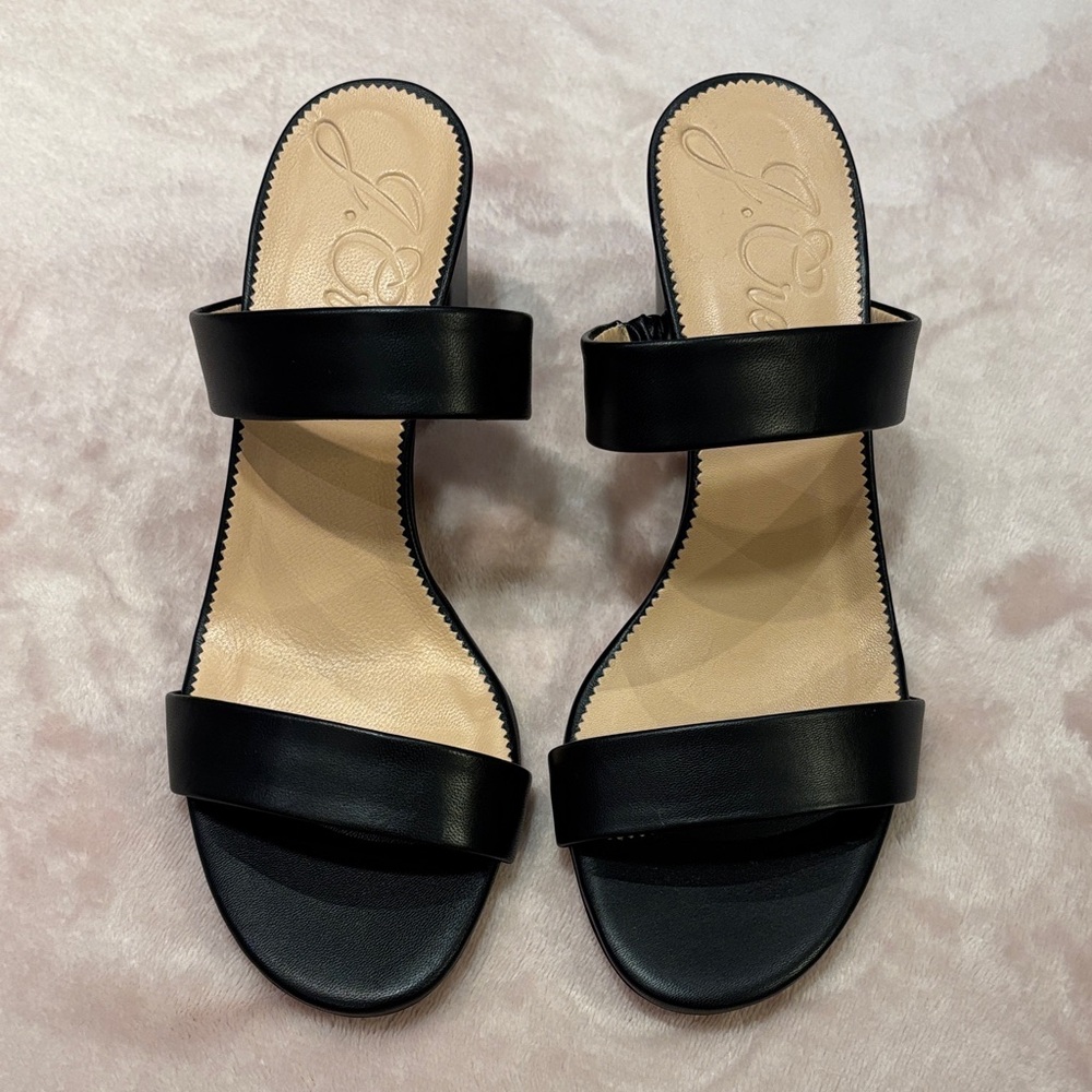NIB J. Crew Elegant Black Double Strap Sandals